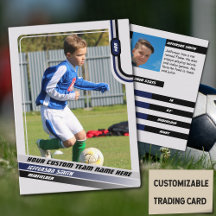 Fotbollsspelare Trading Card Ljusgrå Blå