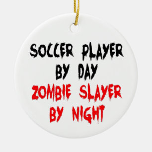 Fotbollsspelare Zombie Sayer Julgransprydnad Keramik