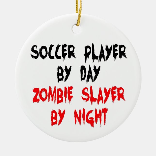 Fotbollsspelare Zombie Sayer Julgransprydnad Keramik (Framsidan)