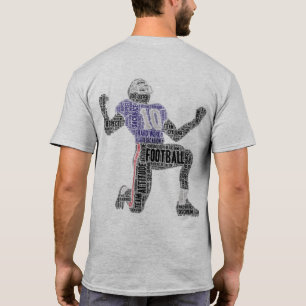Fotbollsspelaren Helmet Ord Art Team Front Baksida T Shirt
