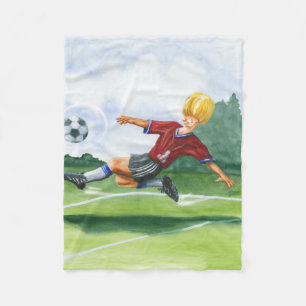 Fotbollsspelaren Kickar en Boll av Jay Throckmorto Fleecefilt