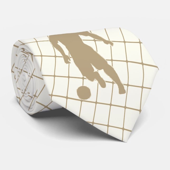 Fotbollsspelaren Kicking Boll Tan Check Necktie 2 Slips (Rullad)
