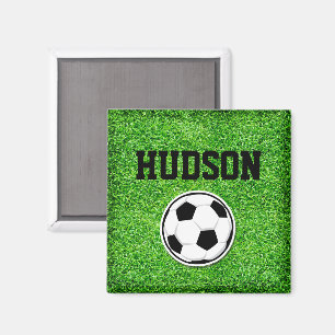 Fotbollsspelaren NAMN Grönt Grass Sportfantast Magnet