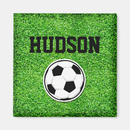 Fotbollsspelaren NAMN Grönt Grass Sportfantast Magnet