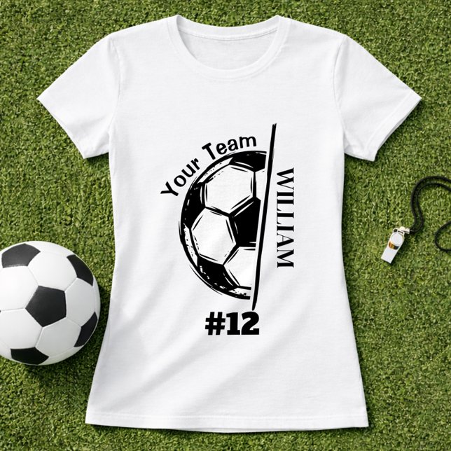 Fotbollsspelarens lagnamn & spelarnummer  t shirt (Skapare uppladdad)