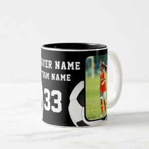 Fotbollsspelarens namn Nummer Lag 2 Bilder Två-Tonad Mugg