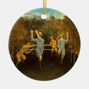 Fotbollsspelarna, 1908 (olja på kanfas) julgransprydnad keramik