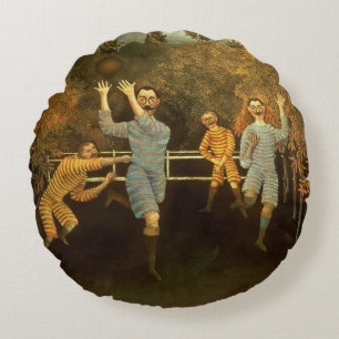 Fotbollsspelarna, 1908 (olja på kanfas) rund kudde