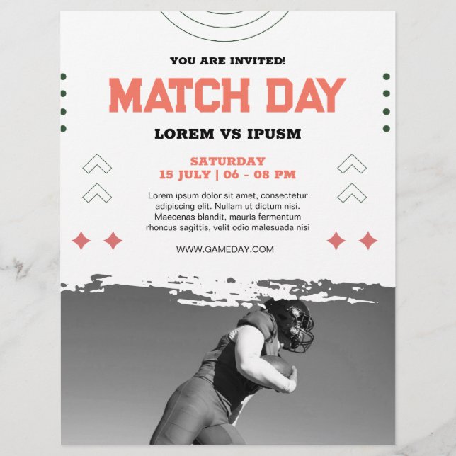 Fotbollsspelets dag för inbjudan till fotbollspart reklamblad (Framsidan)