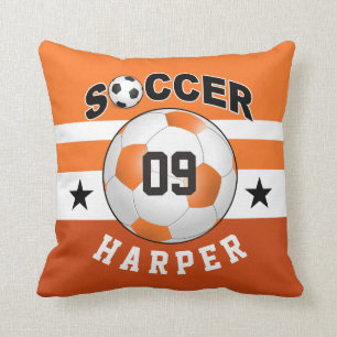 Fotbollssporter - eget namn  orange kudde
