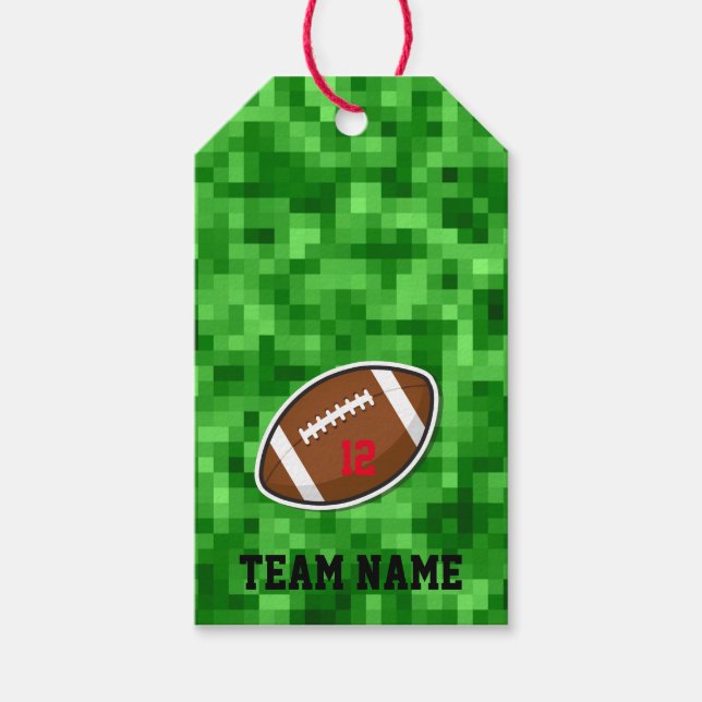 Fotbollssportnummerteamet Pixiled Grönt Fält Presentetikett (Framsidan)