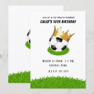 Fotbollsstjärna Royal Gold Crown Födelsedagsfest Inbjudningar