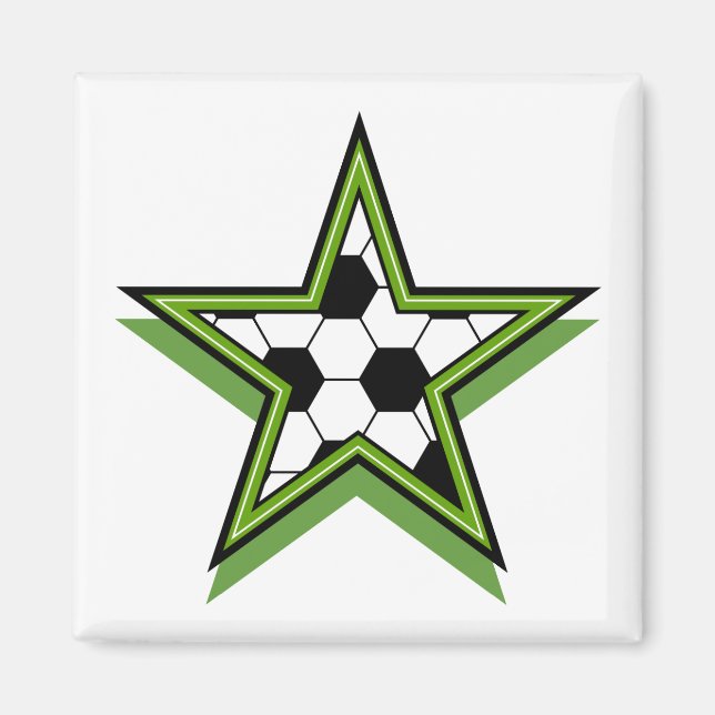 fotbollsstjärnan grön magnet (Framsidan)
