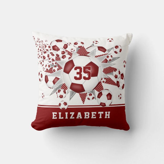 Fotbollsstjärnor för maronsportsflickor kudde (Framsida)