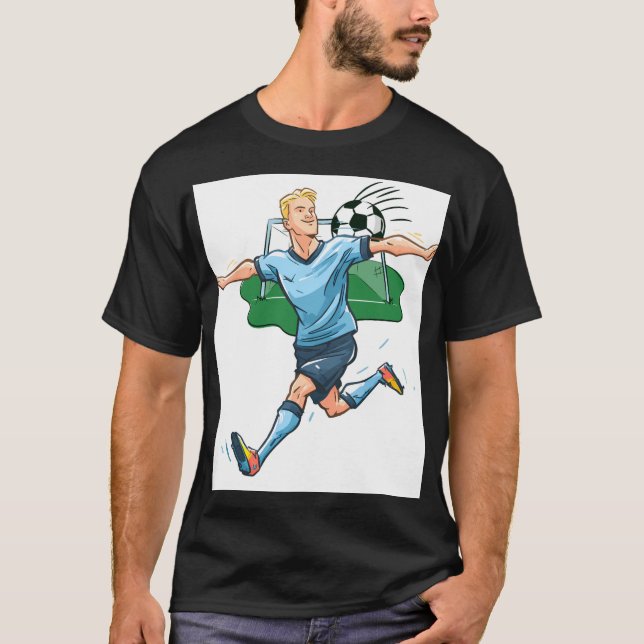 Fotbollsstriker Action Illustration för T-Shirt (Framsida)