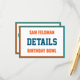 Fotbollstema Aqua Blue & Orange Födelsedagsanvisni Tilläggskort