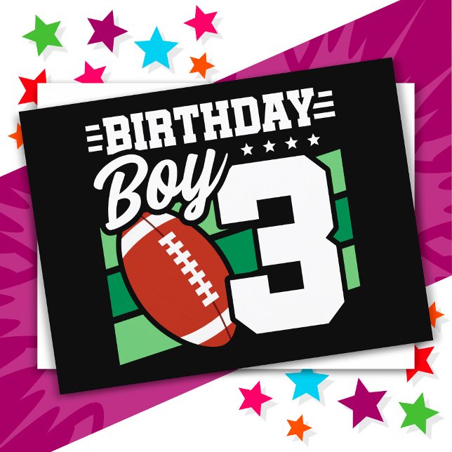 Fotbollstema för 3-åringspartaj 3-års födelsedagsf vykort (Skapare uppladdad)