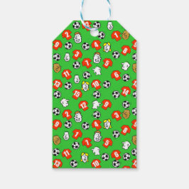 Fotbollstema med rödspättor presentetikett