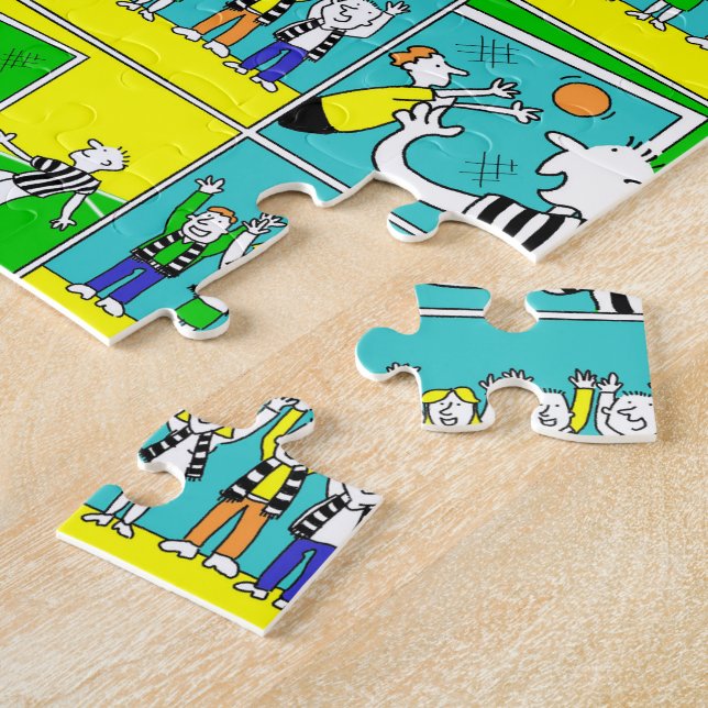 Fotbollstema med spelare och Fläkt Pussel (Sidan)