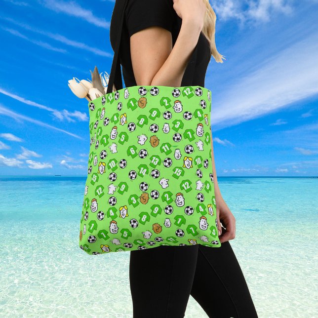 Fotbollstema väska med gröna tröjor (Shoulder bag with green football shirts)