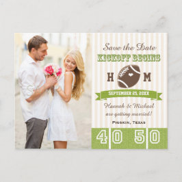 Fotbollstemat bröllop Spara datum Meddelande Vykort