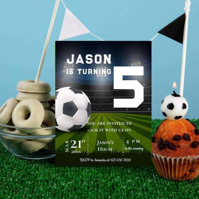 Fotbollstematisk sport födelsedagsinbjudan vykort (Soccer Football Themed Sports Birthday Invitation Postcard)