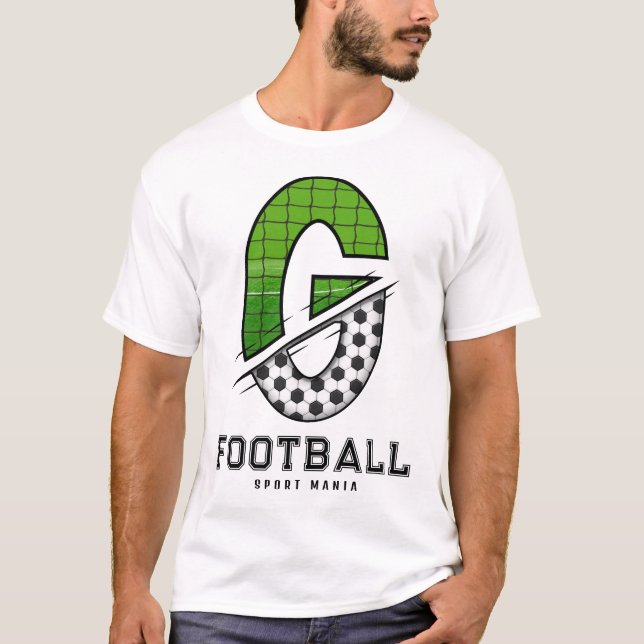 Fotbollstextur Initial Sportig Typografi  T Shirt (Framsida)
