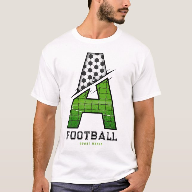 Fotbollstextur Initial Sportig Typografi  T Shirt (Framsida)