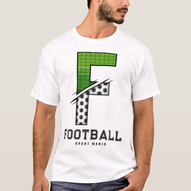 Fotbollstextur Initial Sportig typografi  T Shirt (Framsida)