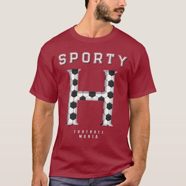 Fotbollstextur Initial Sportig Typografi  T Shirt (Framsida)