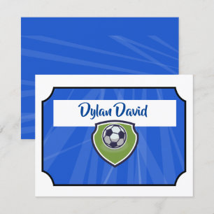 FOTBOLLSTICKET Bar Mitsva Tacksamhetskort Platt Inbjudningar