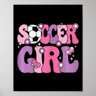 Fotbollstjej Söt Groovy Fotbollskärlek Kvinnor Tje Poster