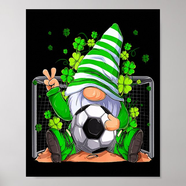 Fotbollstomte Lucky Shamrock irländska St Patricks Poster (Framsidan)