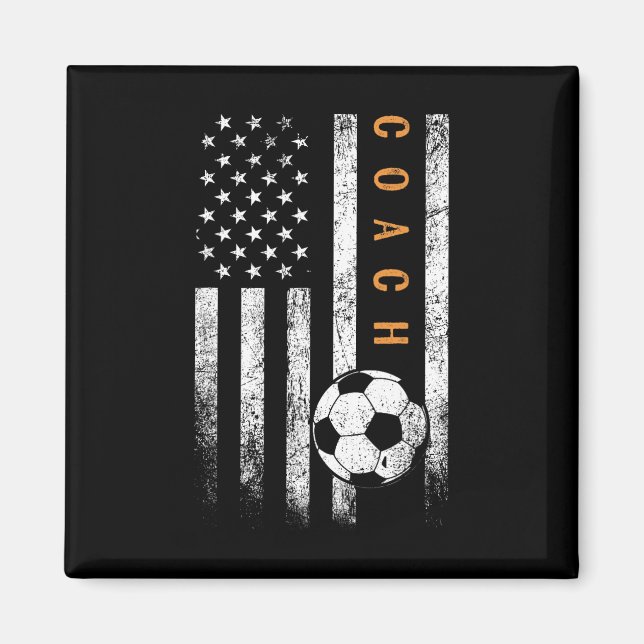 Fotbollstränare amerikansk flaggdesign fotbollsträ magnet (Framsidan)