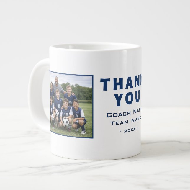 Fotbollstränare Tack Lagfoto Jumbo Mugg (Framsida vänster)