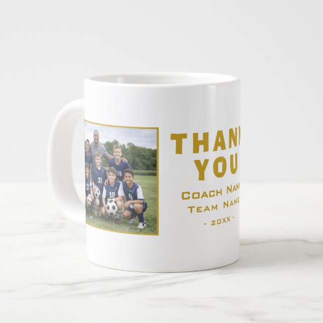 Fotbollstränare Tack Lagfoto Jumbo Mugg (Framsida vänster)