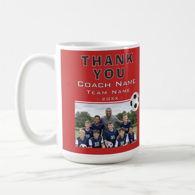 Fotbollstränare Team Foto Kaffemugg (Vänster)