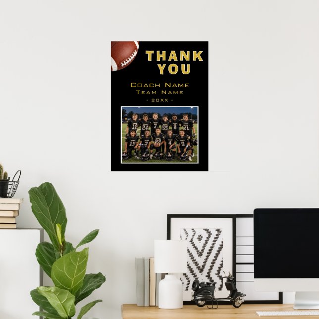 Fotbollstränare Teamnamn Foto Tackkort Poster (Hemmakontoret)