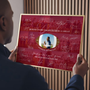 Fotbollstränarens uppskattningscollage Teamsignatu Poster