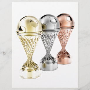 Fotbollstroféer i guld, silver och bronze