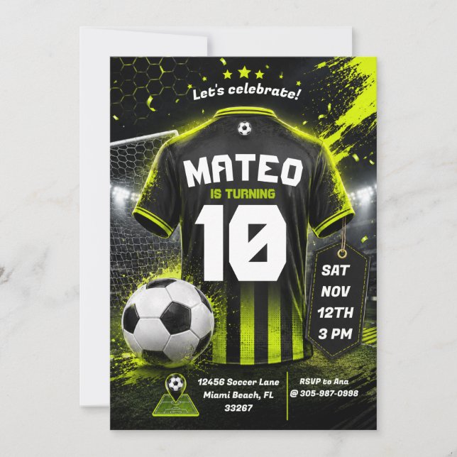 Fotbollströja Födelsedagsinbjudan Mall (Framsida)
