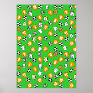 Fotbollsväggsposter med orange gul tröjor poster