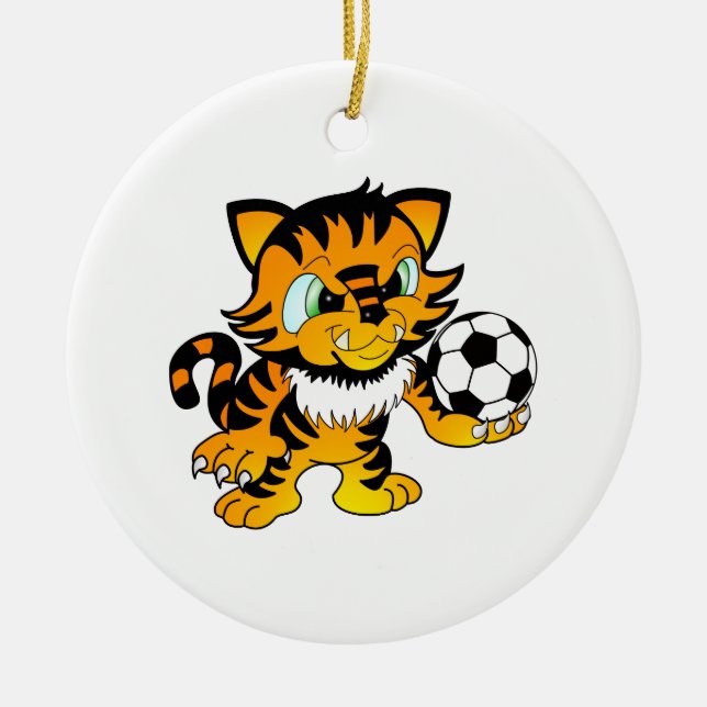 Fotbolltiger Julgransprydnad Keramik (Framsidan)