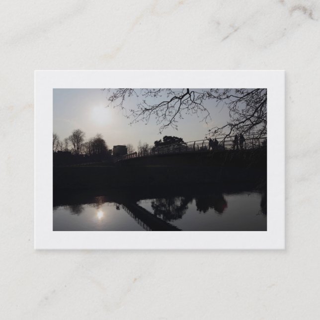 Fotbro över en flod (gränsad) visitkort (Framsida)