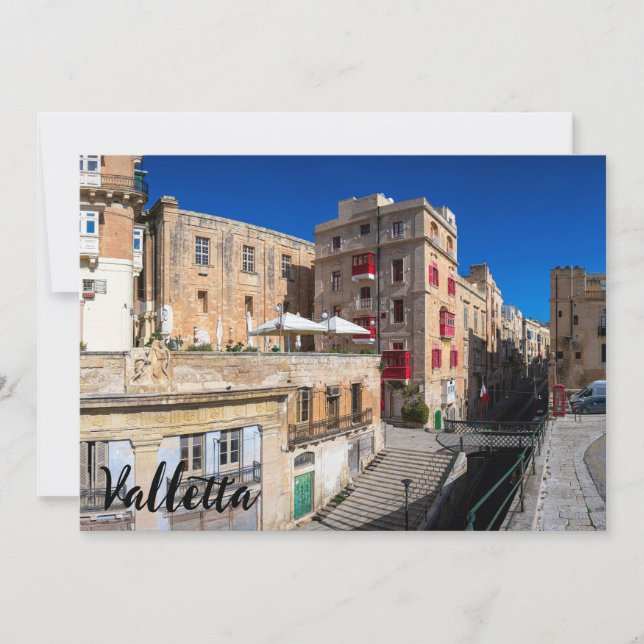 Fotbro, smal gata med trappor i Valletta (Framsida)