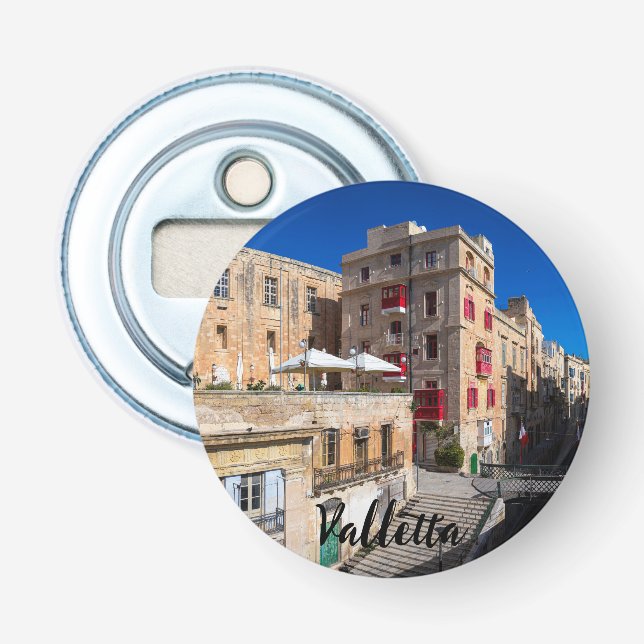 Fotbro, smal gata med trappor i Valletta Flasköppnare (Framsidan)