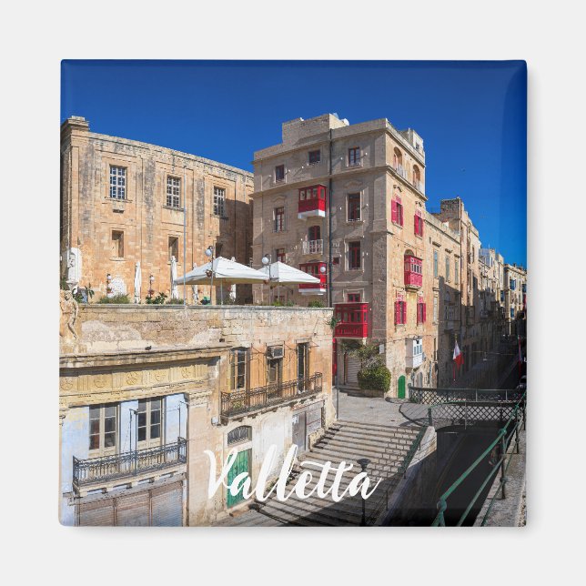 Fotbro, smal gata med trappor i Valletta Magnet (Framsidan)