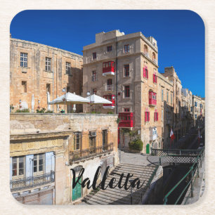 Fotbro, smal gata med trappor i Valletta Underlägg Papper Kvadrat