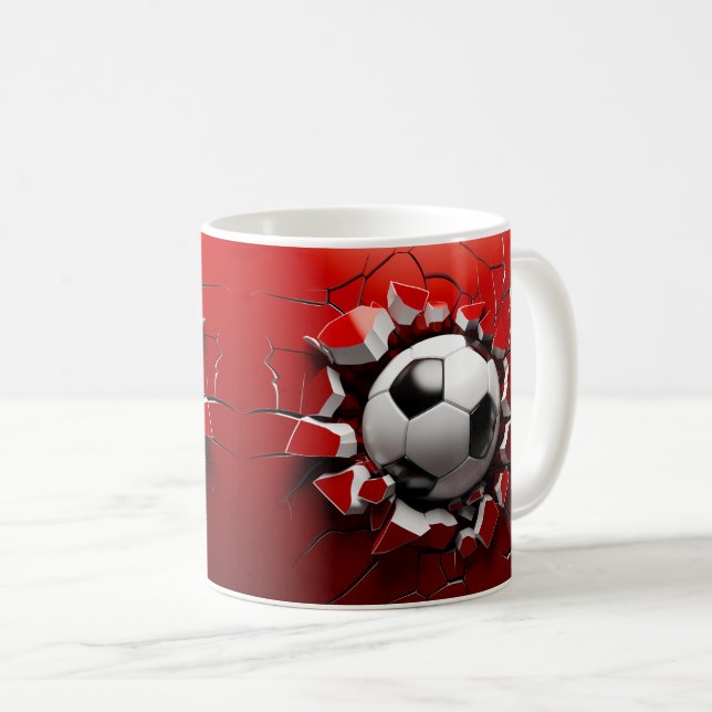 Fotbrytning genom vägg - dynamisk 3D-mug Kaffemugg (Framsida höger)