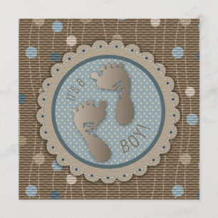 Foten skrivar ut pojken, baby shower sominbjudan inbjudningar